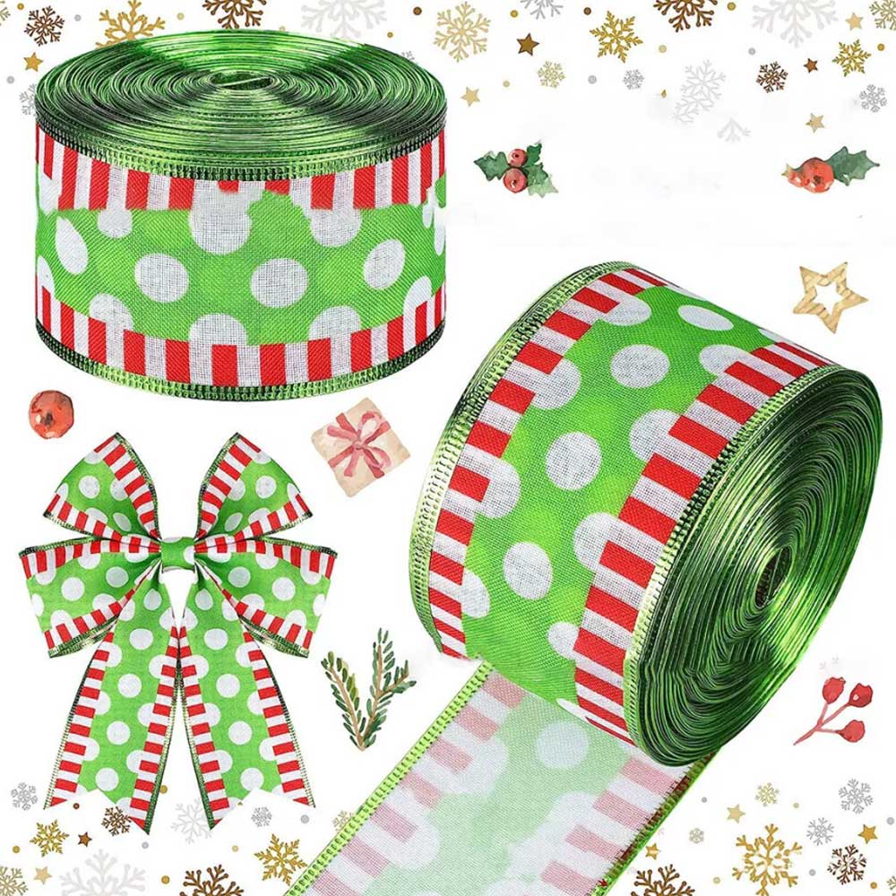 4pcs Grinchs Ribbon Wired 2.5In 4 Roll 20Yards Christmas Ribbon Wreaths Bows DIY