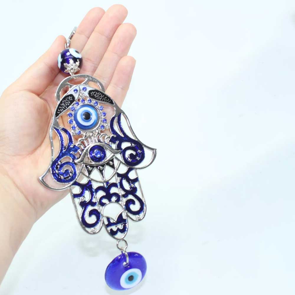 Turkish Blue Evil Eye 3" Hamsa Hand Amulet Wall Hanging Protection Decor