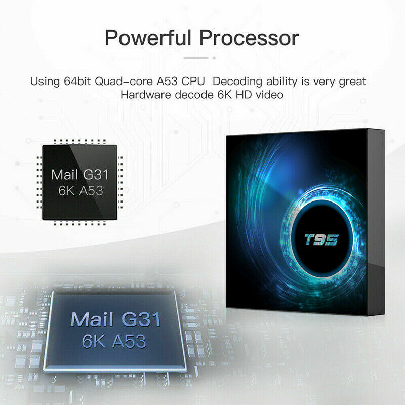 T95 Android 10.0 TV Box 4GB 32GB Quad Core HD 6K HDMI WIFI 5G Media Player