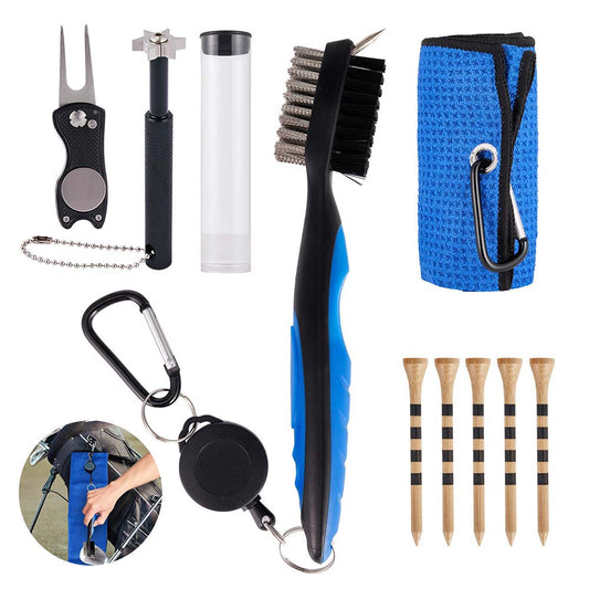 Blue Golf Accessories Gift Cleaner Set Towel Golf Club Brush Groove Cleaning Kit