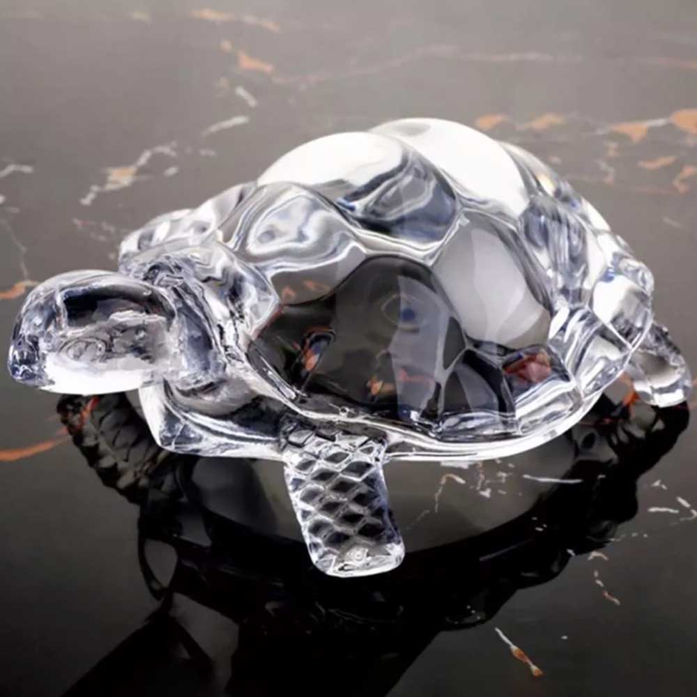 Crystal Glass Turtle Figurine – Miniature Tortoise Statue, Chinese Lucky Feng Shui