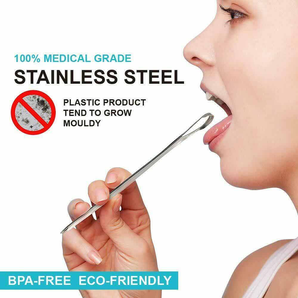 2PCS Kit Stainless Steel Tongue Tounge Cleaner Dental Care Hygiene Oral Mouth