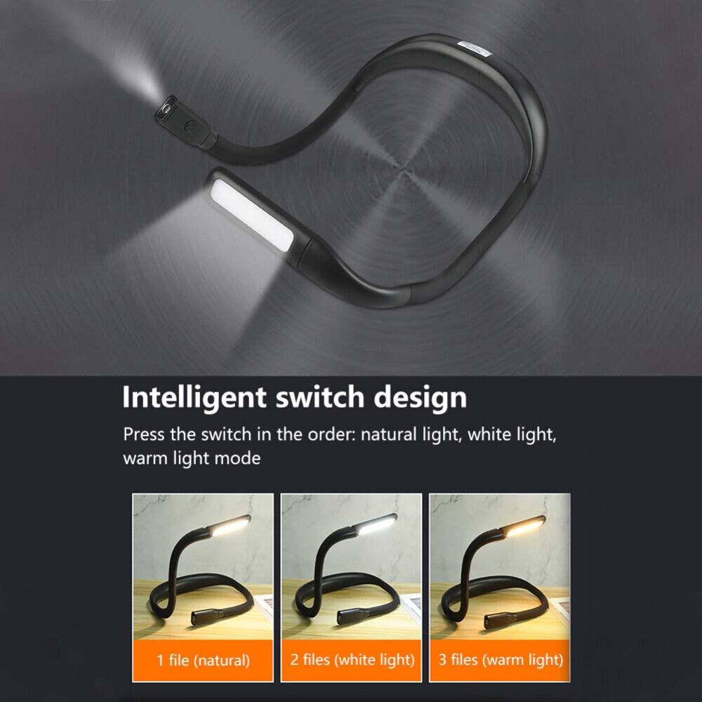 2000mah LED Neck Reading Light Flexible USB Rechargeable Hand Free Bed Nigh Lamp