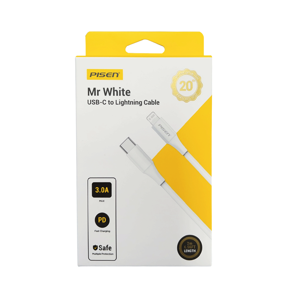 Pisen Mr White 2M USB-C to Lightning  PD Fast Charging Cable （CL-PD01-2000）