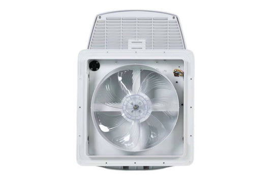 355mm × 355mm Roof Hatch Skylight with Built-in Fan – White Lid, Remote Control