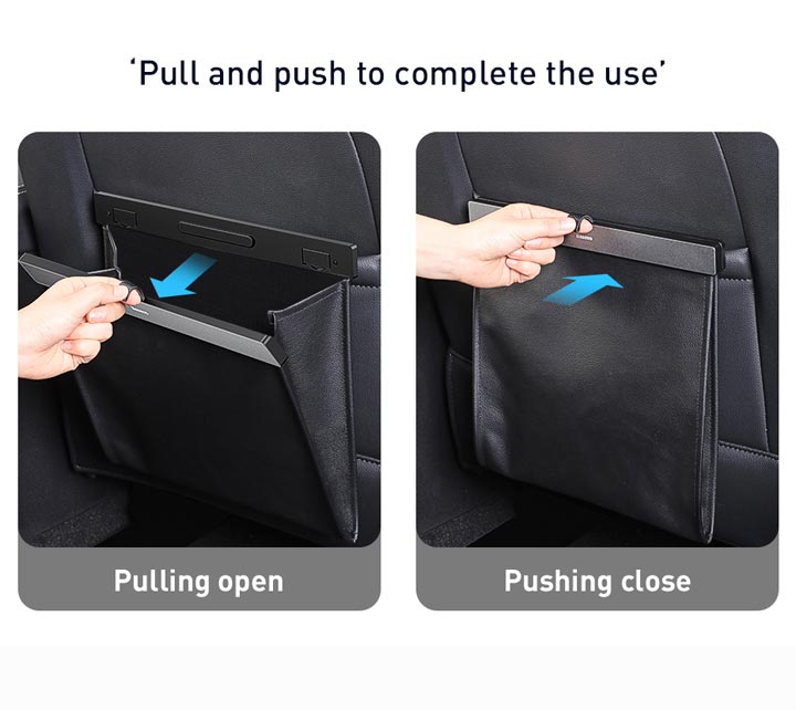 Baseus PU Leather Car Trash Bag - Waterproof, Leakproof Waste Basket with Magnetic Closure