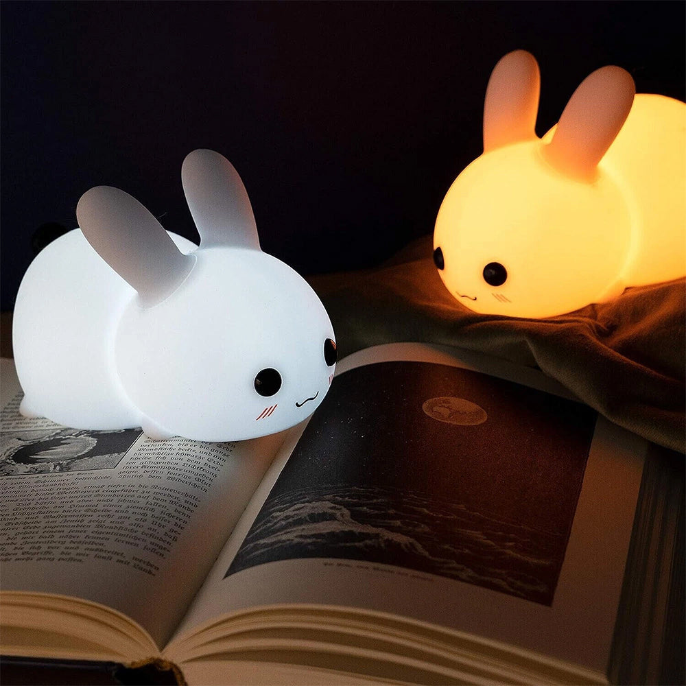 Soft Silicone Bunny Lamp – Rechargeable LED Night Light with RGB Remote