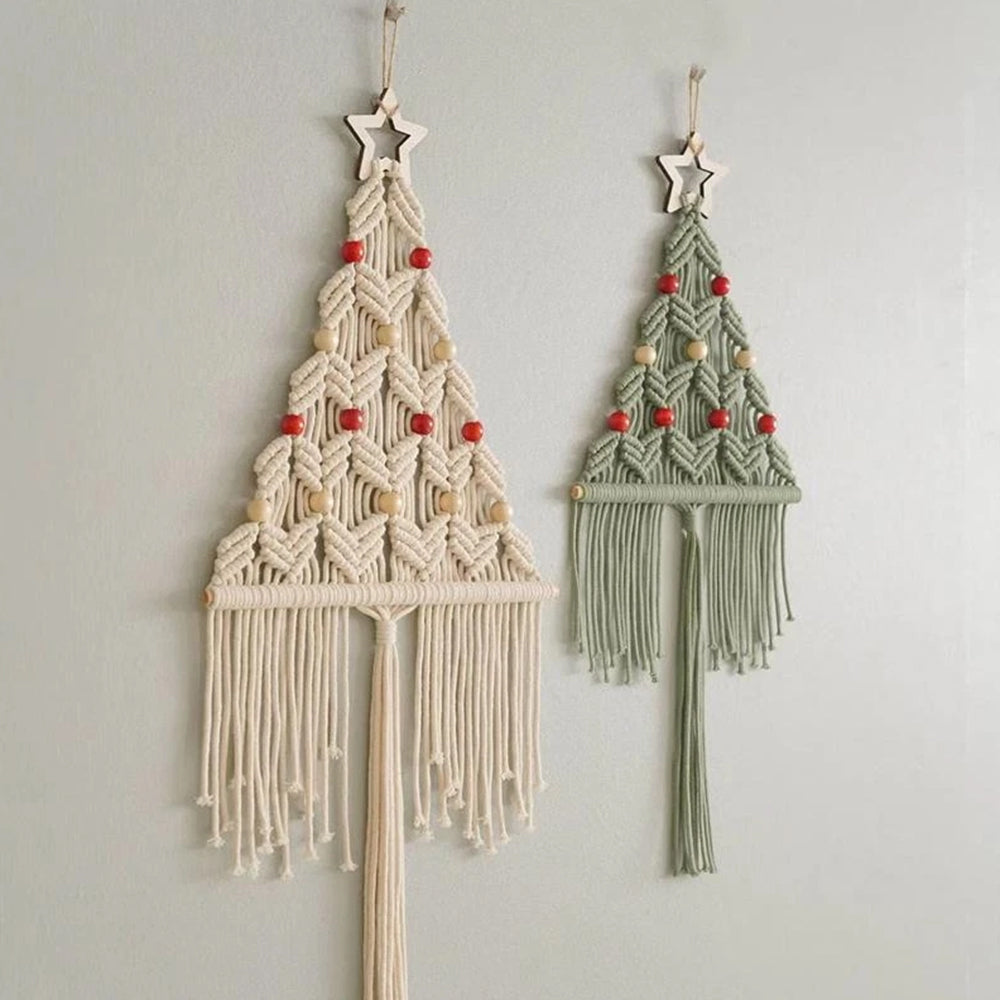 2-Pack Knitted Christmas Tree DIY Kit – Macrame Wall Hanging Decor for Festive Home Crafting
