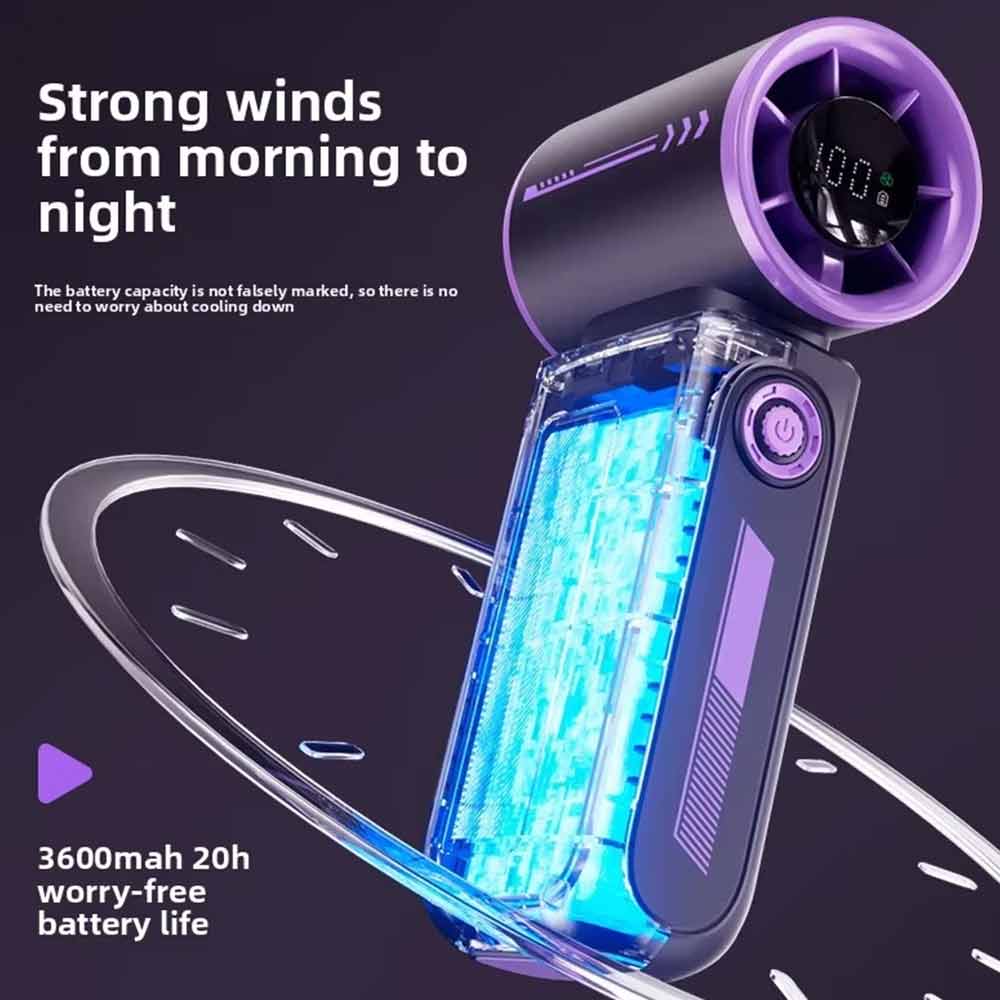 Handheld Turbo Fan – USB Rechargeable 3600mAh Portable Adjustable Airflow