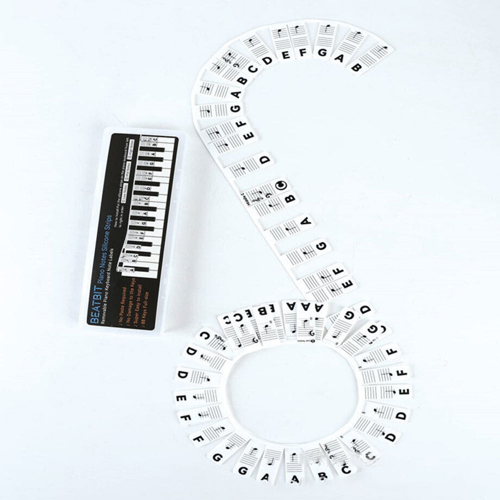 Removable Piano Keyboard Note Labels Reusable Silicone Piano Stickers for 88Keys