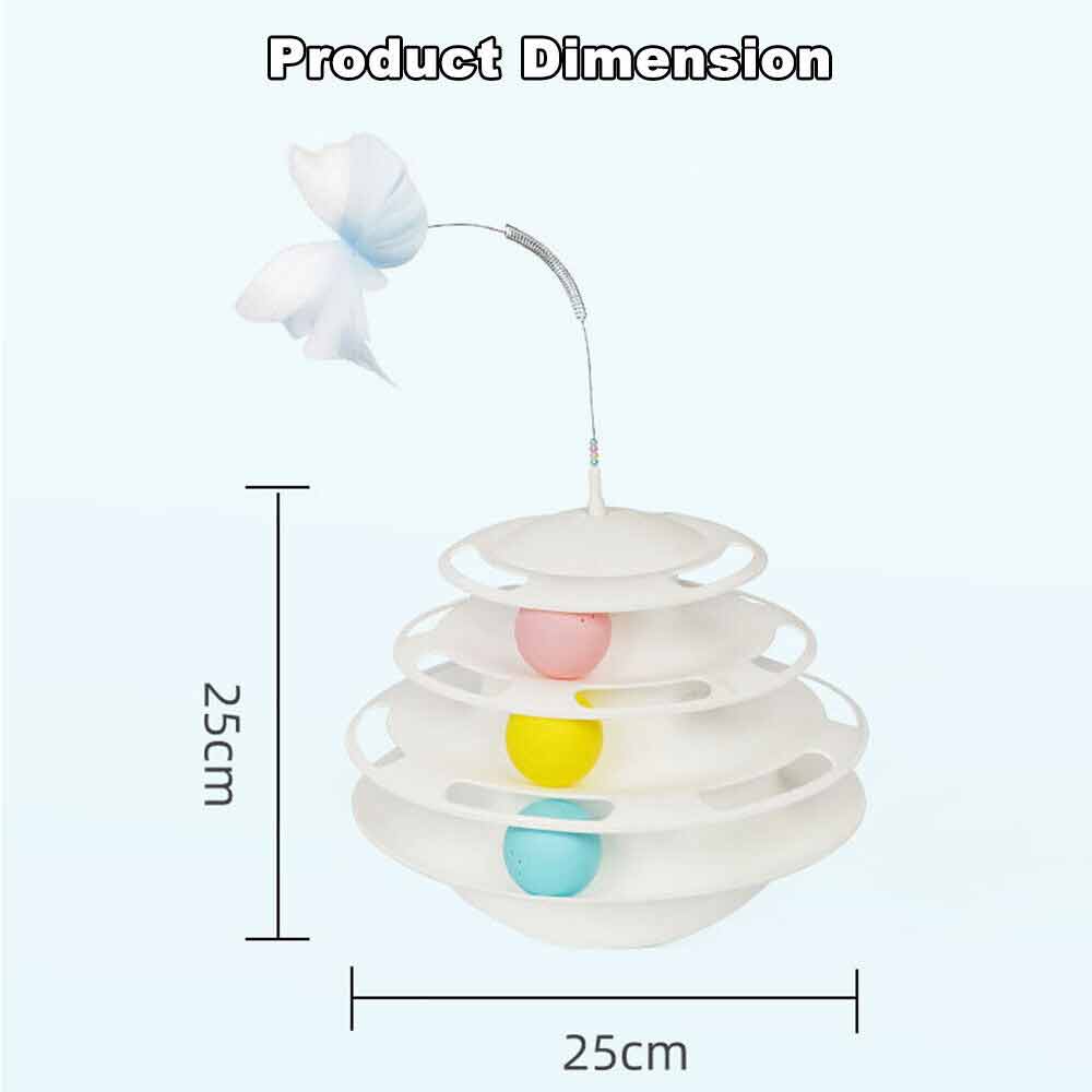 3 Level Cat Toy Kitten Rotating Feather Teaser Tower Interactive Funny Toys