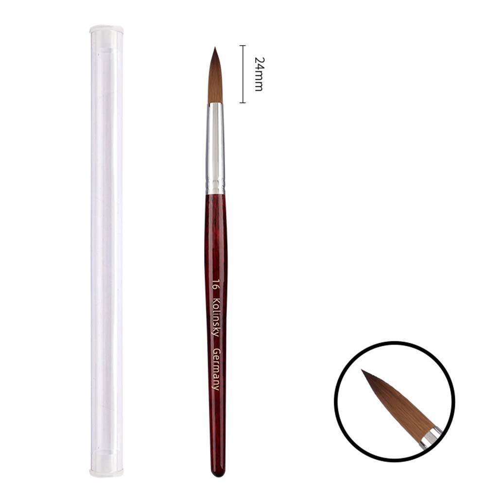 9PCS Acrylic Nail Brush Set Kolinsky Sable Hair - Liquid Powder Crystal Pink Metal Handle