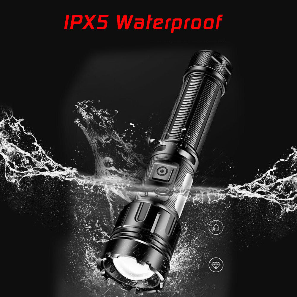 XH-P50 LED Flashlight Tactical Light Super Bright Torch USB Rechargeable