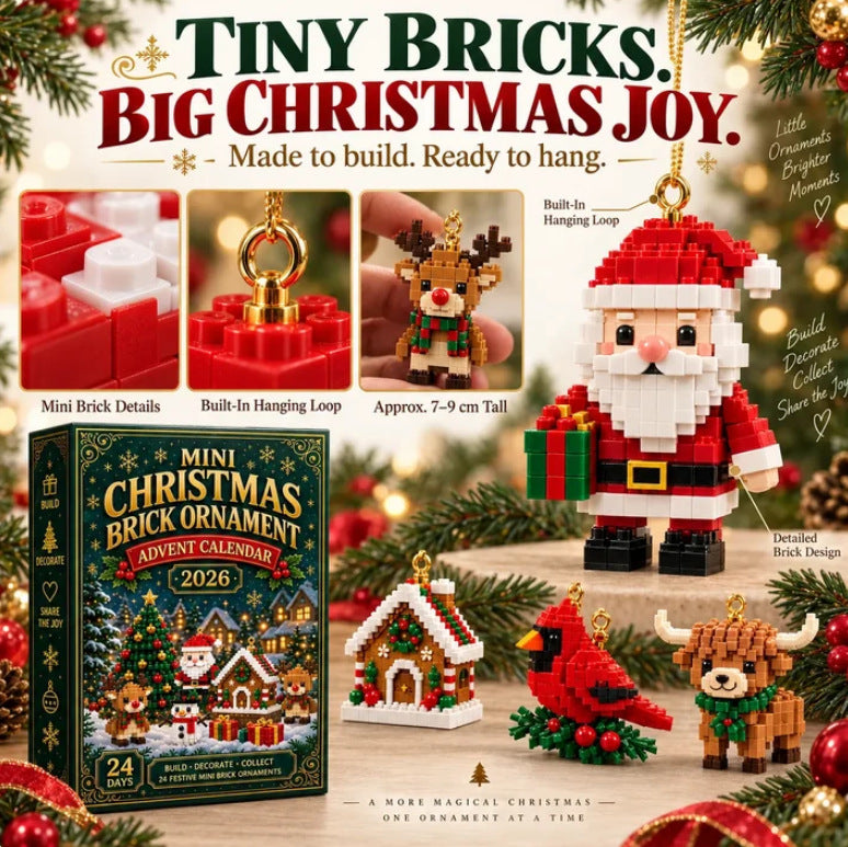 24 Pre-Assembled Brick Advent Calendar – Christmas Countdown Blind Box Ornaments