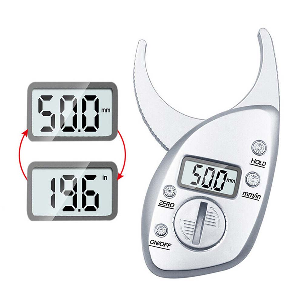 Body Fat Caliper Monitor Electronic Digital Body Fat Analyzer Skin Tester Silver