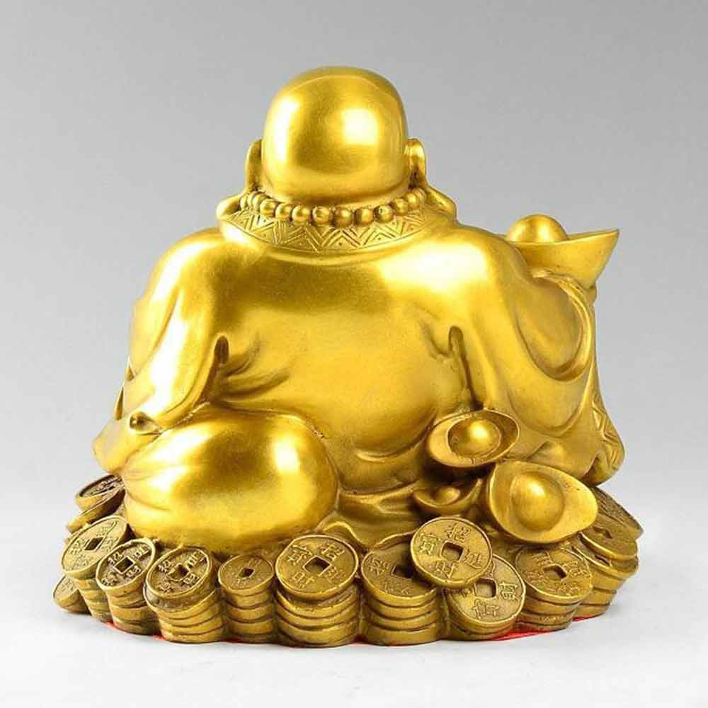 7CM Laughing Buddha Statue Figurine Carrying Golden Ingot Feng Ornaments