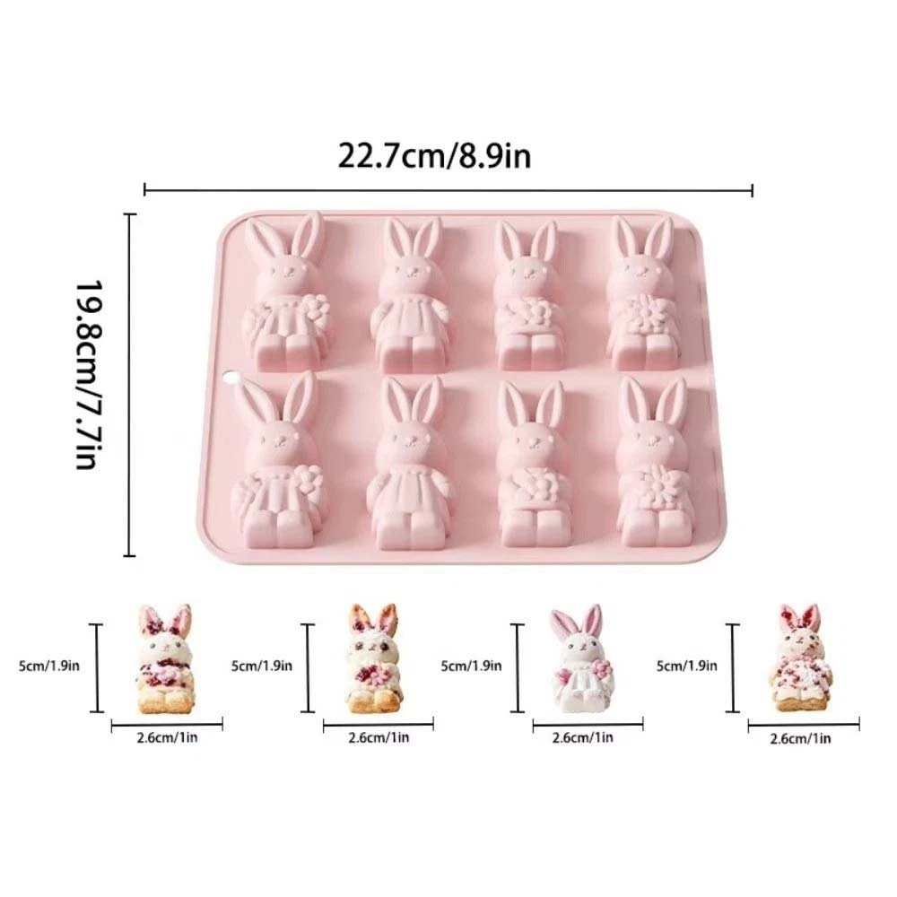 8 Grid Easter Bunny Baking Mold - Food Grade Silicone Baking Tray for Easter Treats