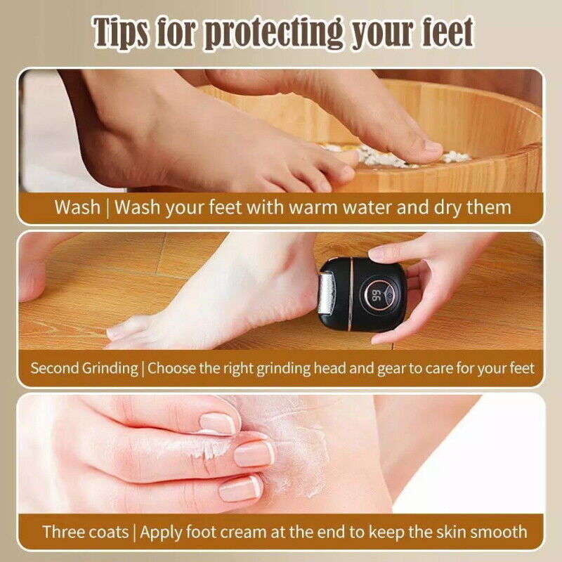 Professional Electric Foot Grinder File Callus Dead Skin Remover Pedicure Tool Free Tips