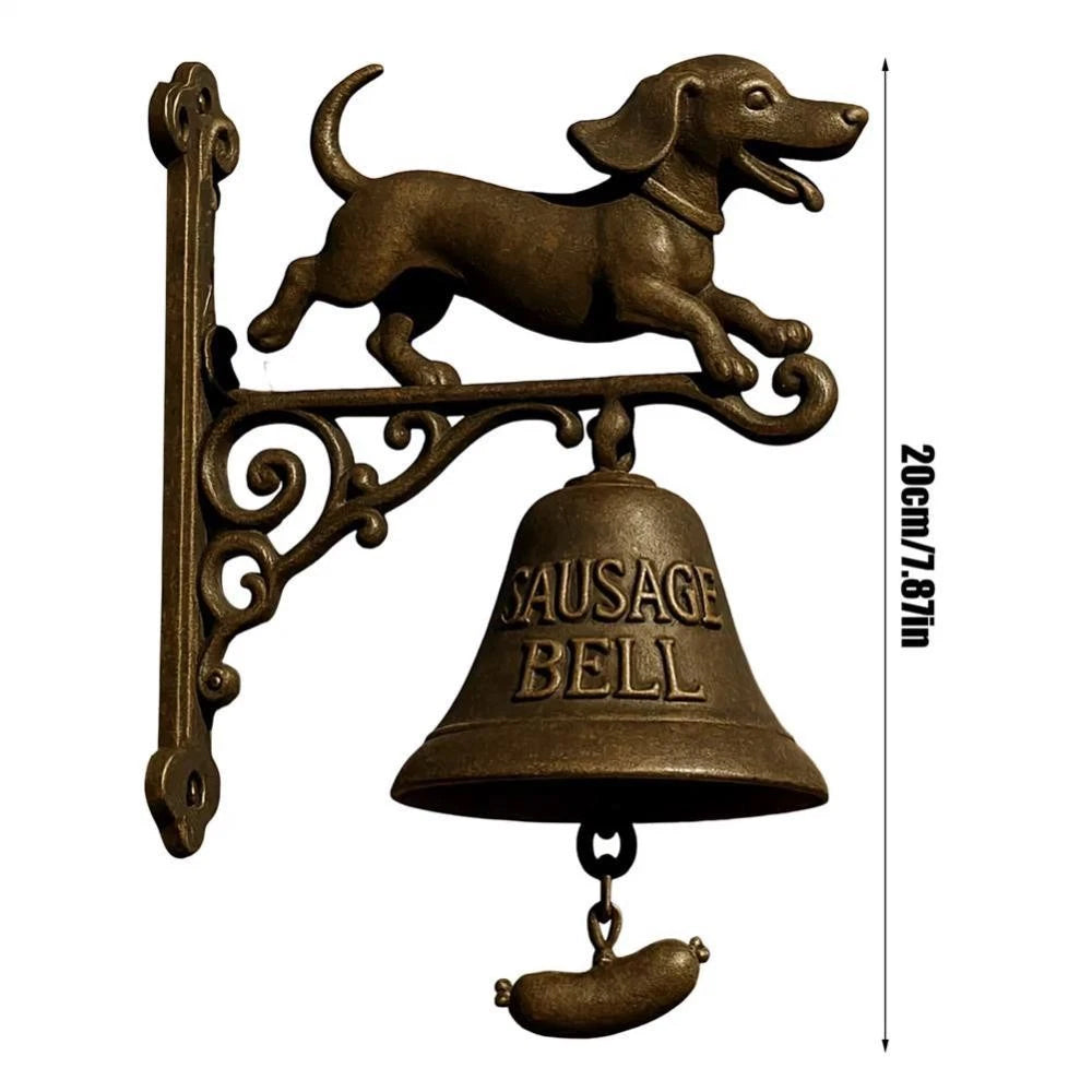 Vintage Sausage Dog Doorbell – Rustic Outdoor Dinner Bell Resin Welcome
