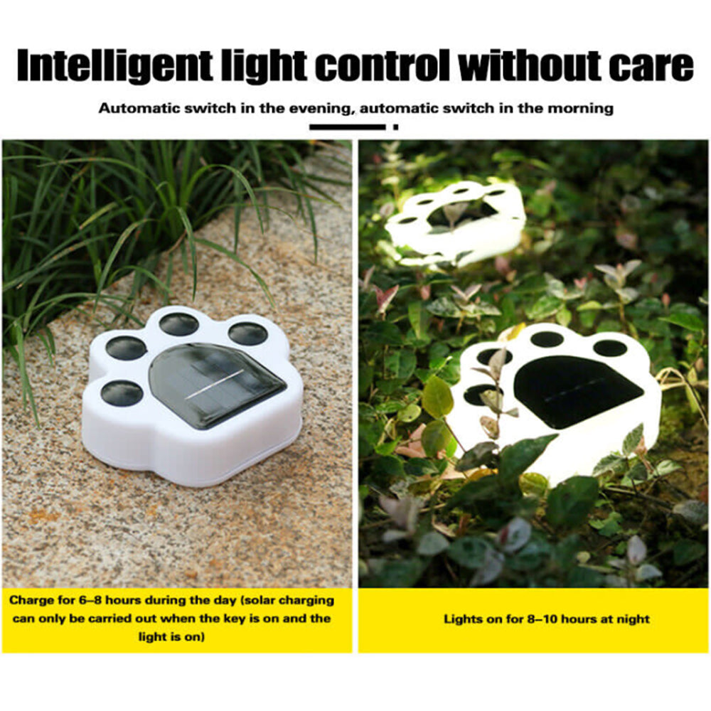 4PCS Animal Bear Paw Print Solar Power Light Outdoor Garden Yard Waterproof Lamp