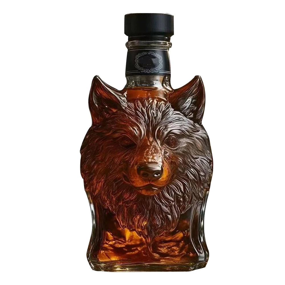 Unique Animal Glass Decanter – Wolf Head Whiskey Bottle for Wine & Spirits