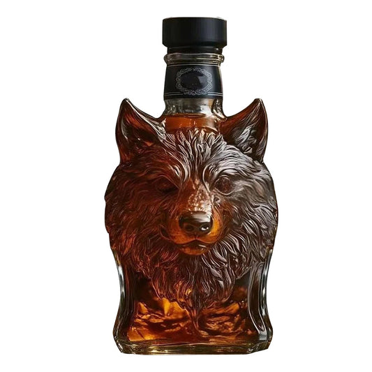 Unique Animal Glass Decanter – Wolf Head Whiskey Bottle for Wine & Spirits