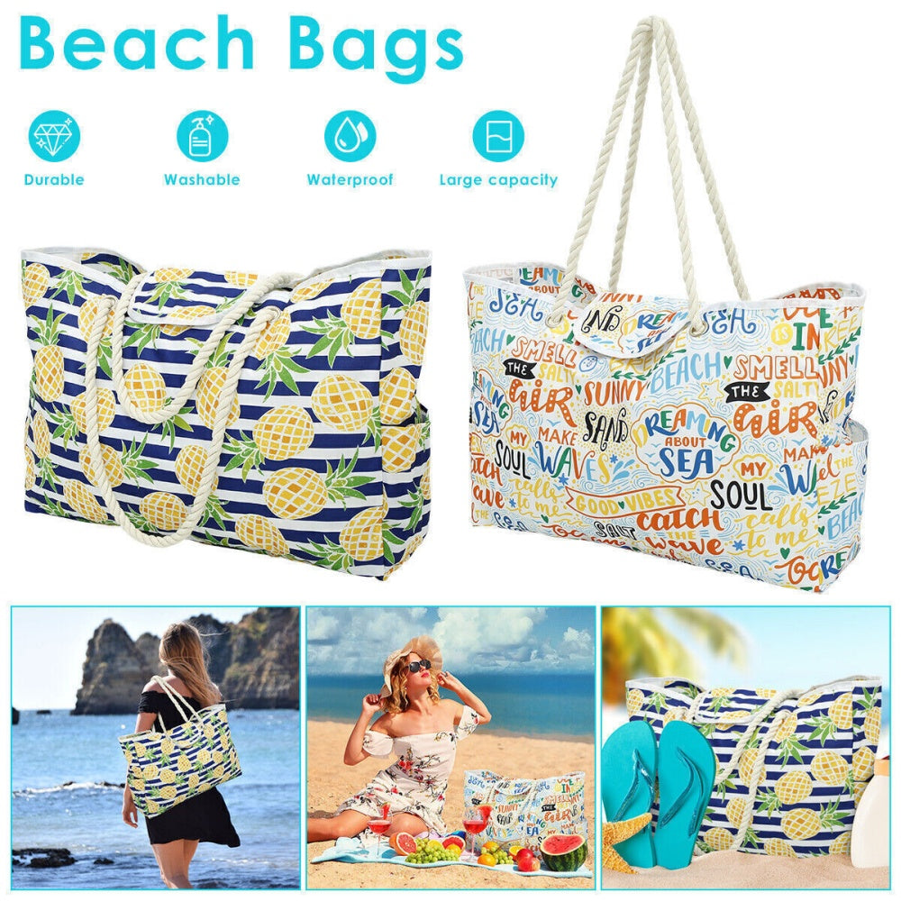 "Beach Waterproof Bags for Women Tote Bag Extra Large with Zip for Travel Swim
"