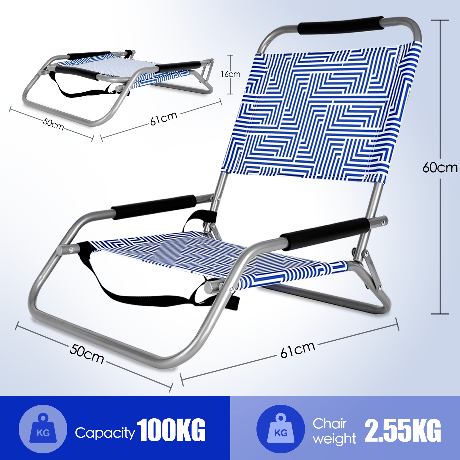2pc Lazy Dayz Foldable Beach Chair - Makena