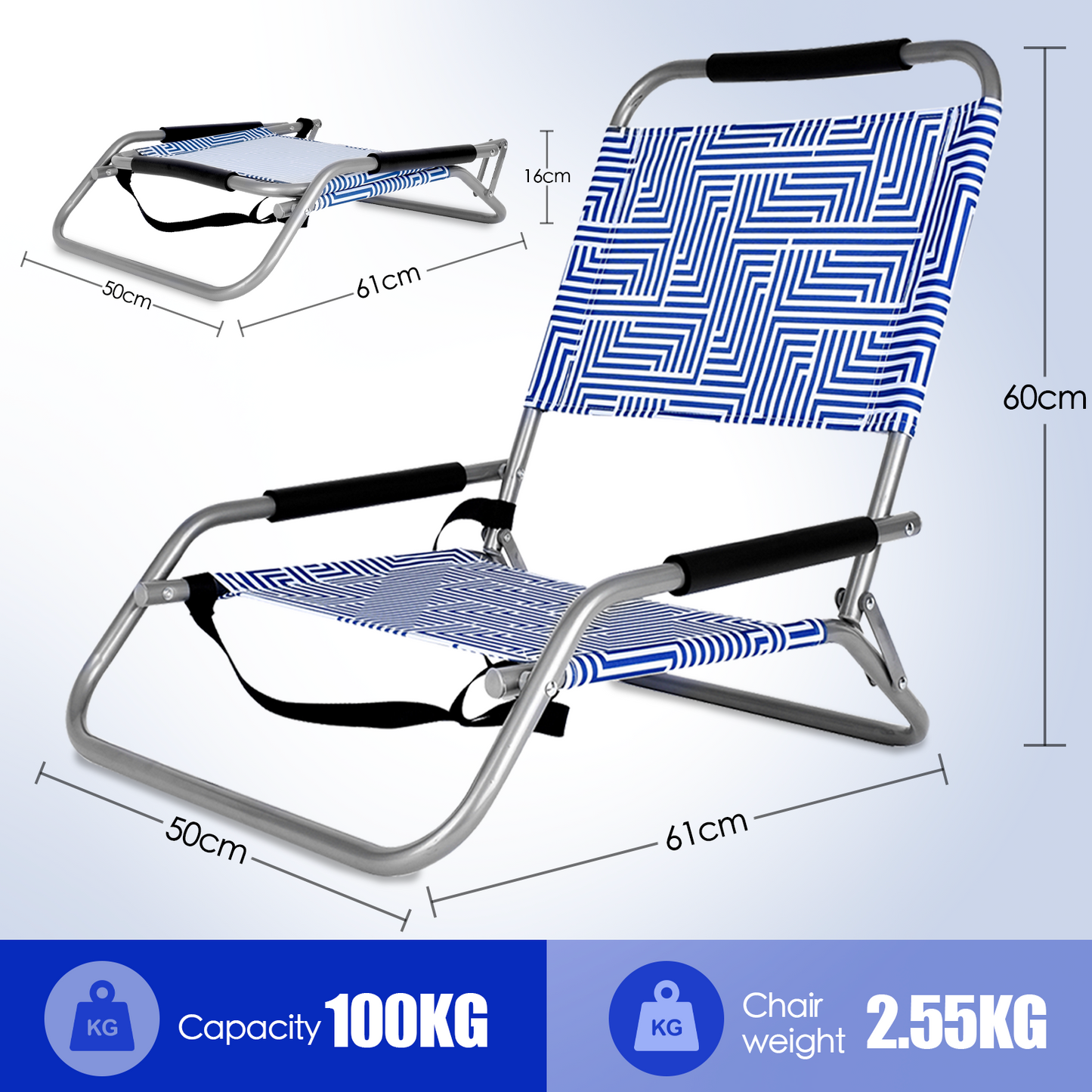 2 Pcs Lazy Dayz Foldable Beach Chair - Makena