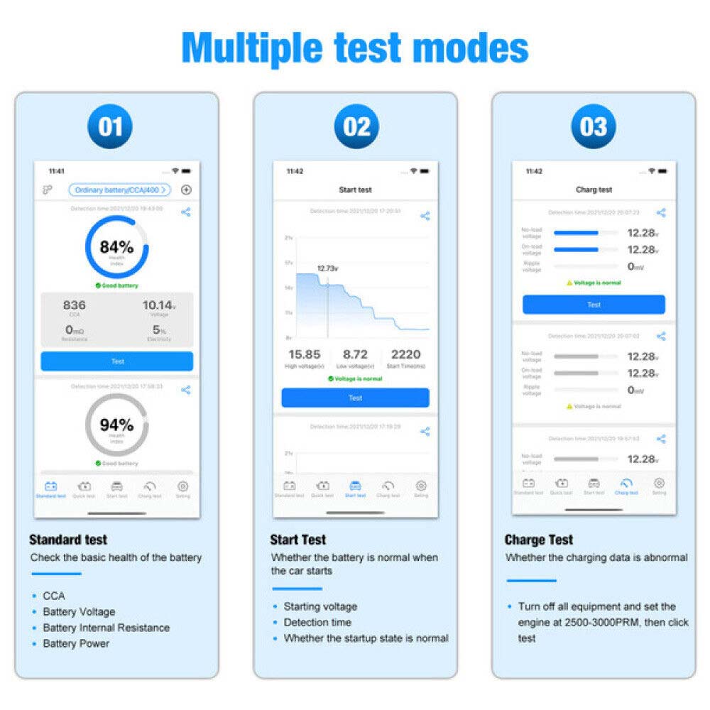BK100 Digital 12V Car Battery Life Tester Load Test Analyzer Bluetooth Android