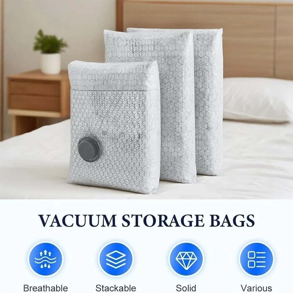 6-Pack Cordless Travel Vacuum Bag Set with Rechargeable Pump for Clothing Bedding Space Saving Storage