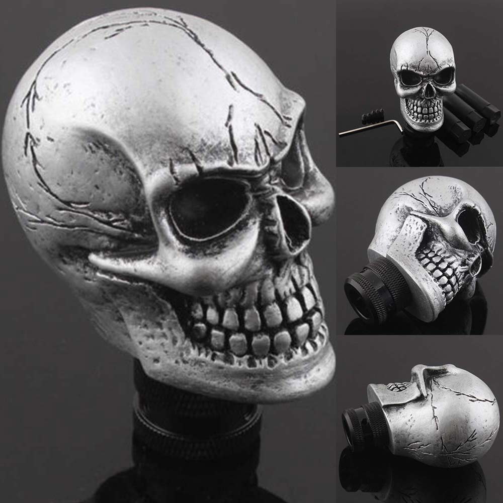 Universal Creative Skull Head Manual Car Gear Stick Shifter Knob Shift Lever Kit