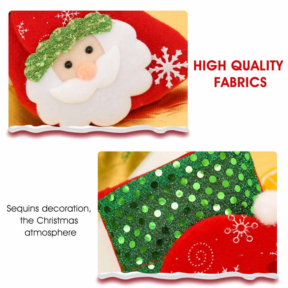 Santa Christmas Tree Hanging Bags – 4PCS Velvet Candy Gift Bags 15 × 12cm