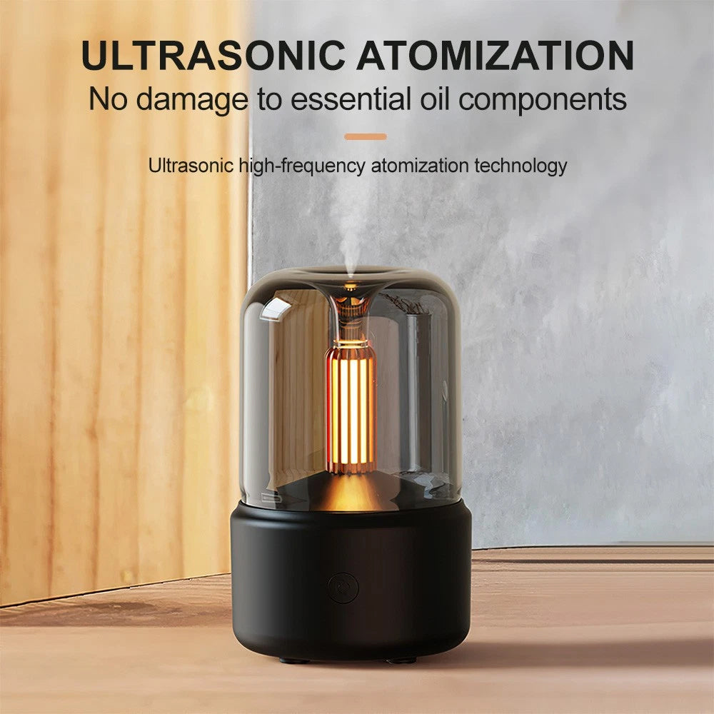 Black Vintage USB Candlelight Aroma Diffuser - 120ml Essential Oil Humidifier
