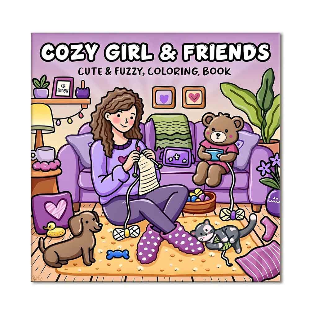 Cozy Girl & Friends Coloring Book for Adults – Bold & Easy Patterns
