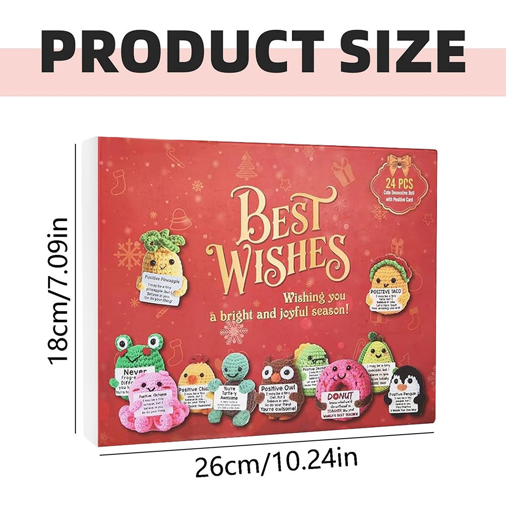 2025 Positive Crochet Advent Calendar 24 Days of 2D Crochet Animal Ornaments Inspirational Christmas Countdown Gift