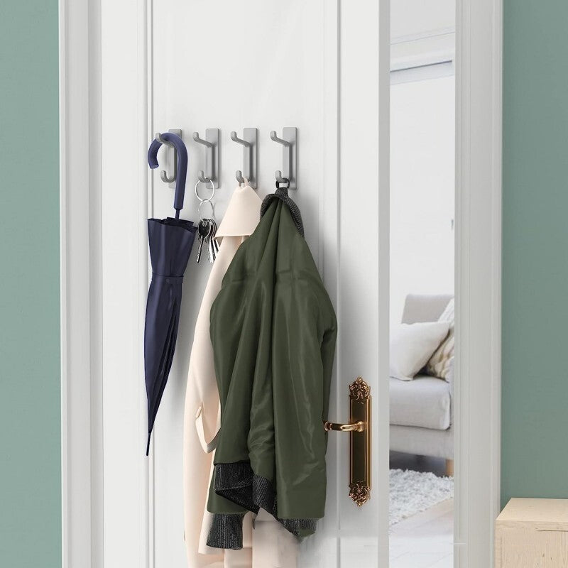 4x Self Adhesive Hooks Sticky Extra Strong Hanging up to 6KG Metal Heavy Duty