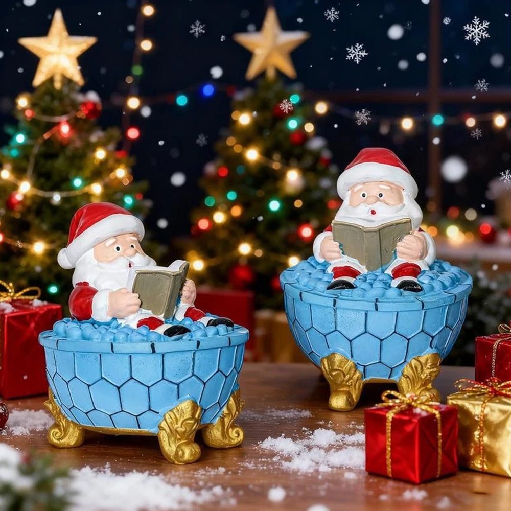 Christmas Santa Bubble Bath Lamp, Cute Santa Reading Books USB LED Lamp Decor