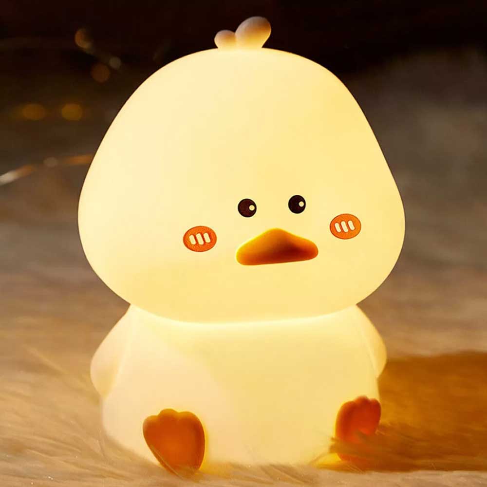 Silicone LED Night Light Duck Touch Bedside Lamp Kid Bedroom USB Rechargeable