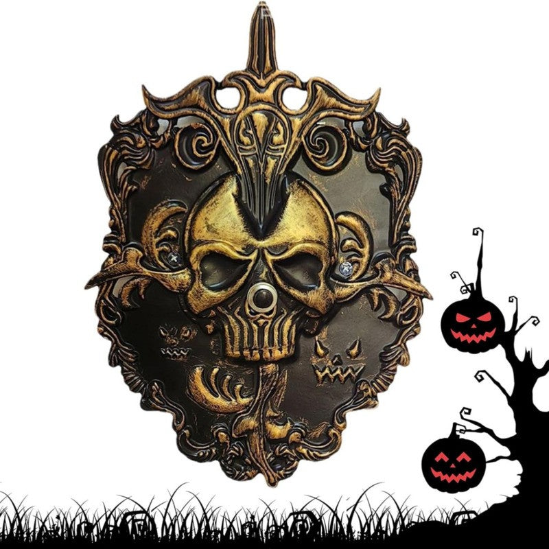 Halloween Doorbell Haunted House Party Prop Spooky Iron Skull Animated Decor