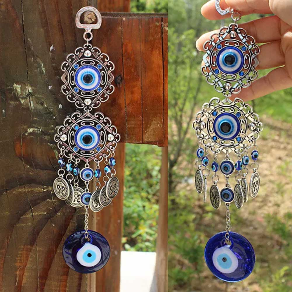 Turkish Blue Evil Eye Hamsa Hand Elephant Amulet Wall Protection Hanging Gift