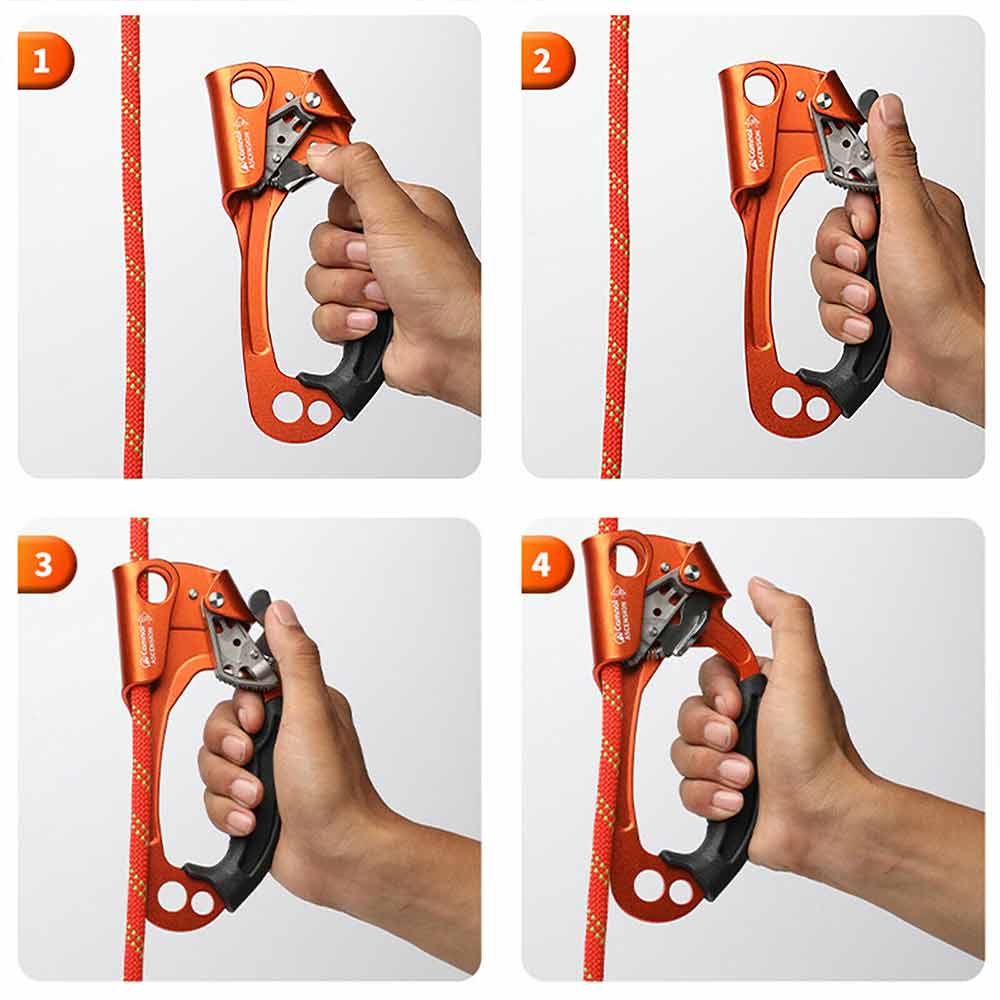 Right Hand Ascender Rock Tree Climbing Gear Professional Roping Device for 8~13m