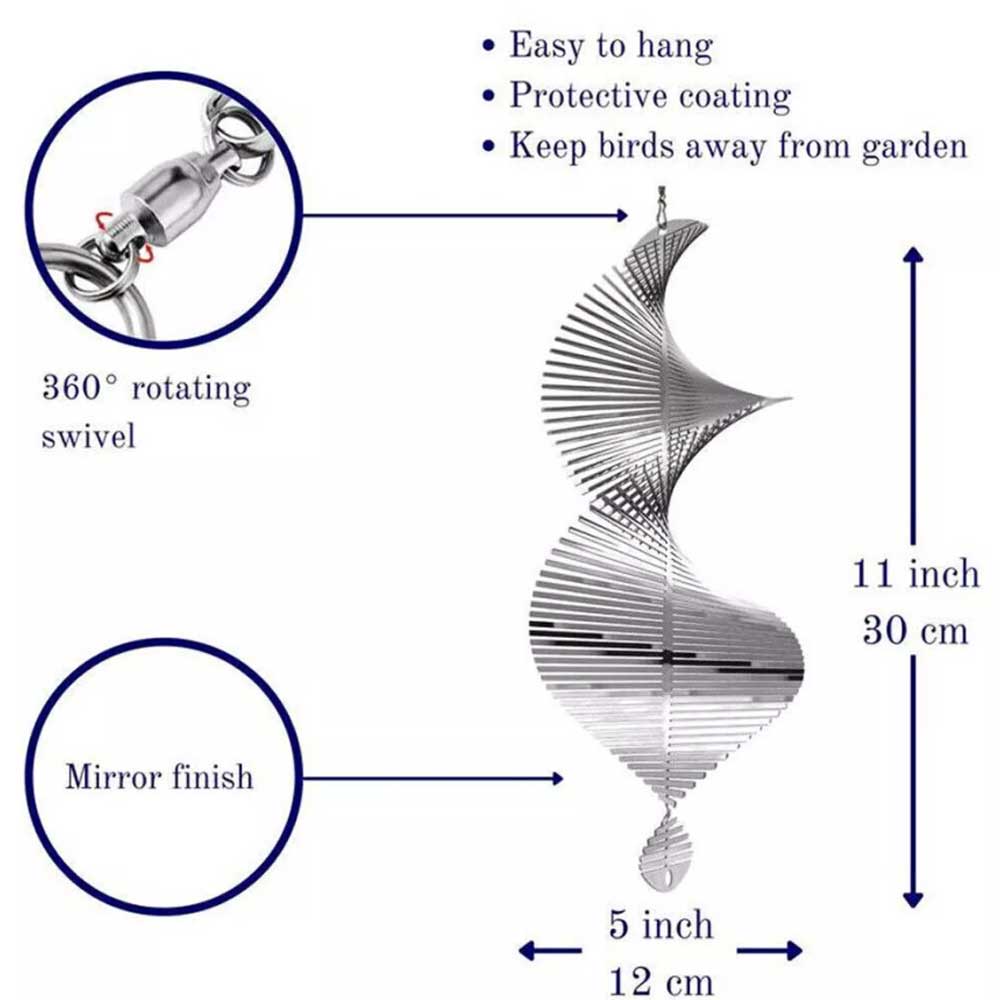 Helix 3D Wind Spinner Metal Outdoor Yard Garden Spinners Hanging Decor Ornaments