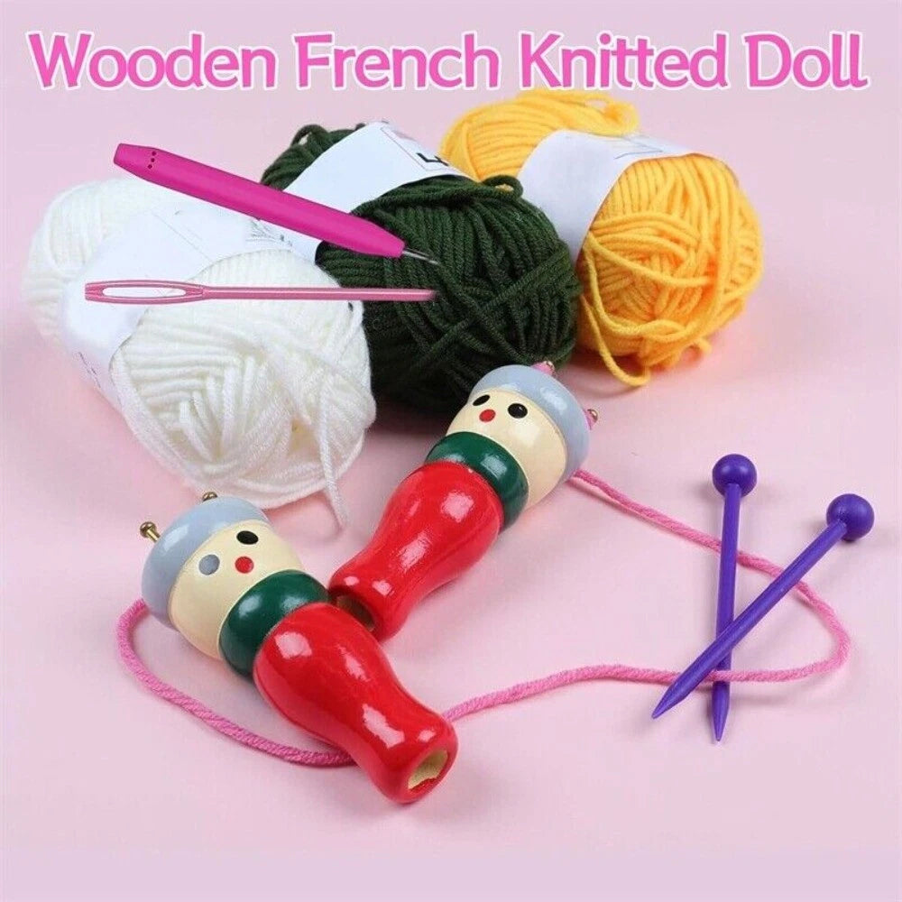 Wooden Spool Knitting Doll Set – 2pcs French Knitting & Corking Tool for Beginners& Craft Enthusiasts