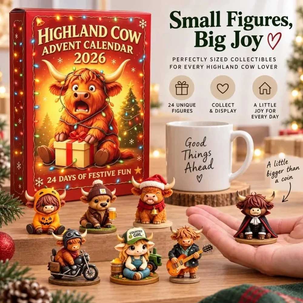 24-Day Highland Cow Advent Calendar – 3D Silicone Figures Christmas Countdown