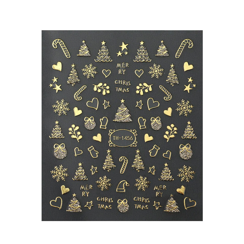 2-Pack Christmas Gold Nail Art Stickers – Self-Adhesive Decals for Manicure Decor