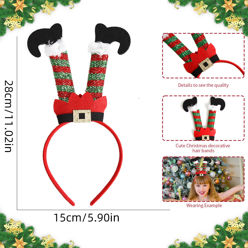 Festive Christmas Headband – Elf Hat & Santa Legs Party Decoration Headwear