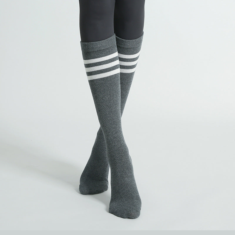 Non-Slip Women's Yoga Socks – Mid-Calf Striped for Indoor Floor & Pilates