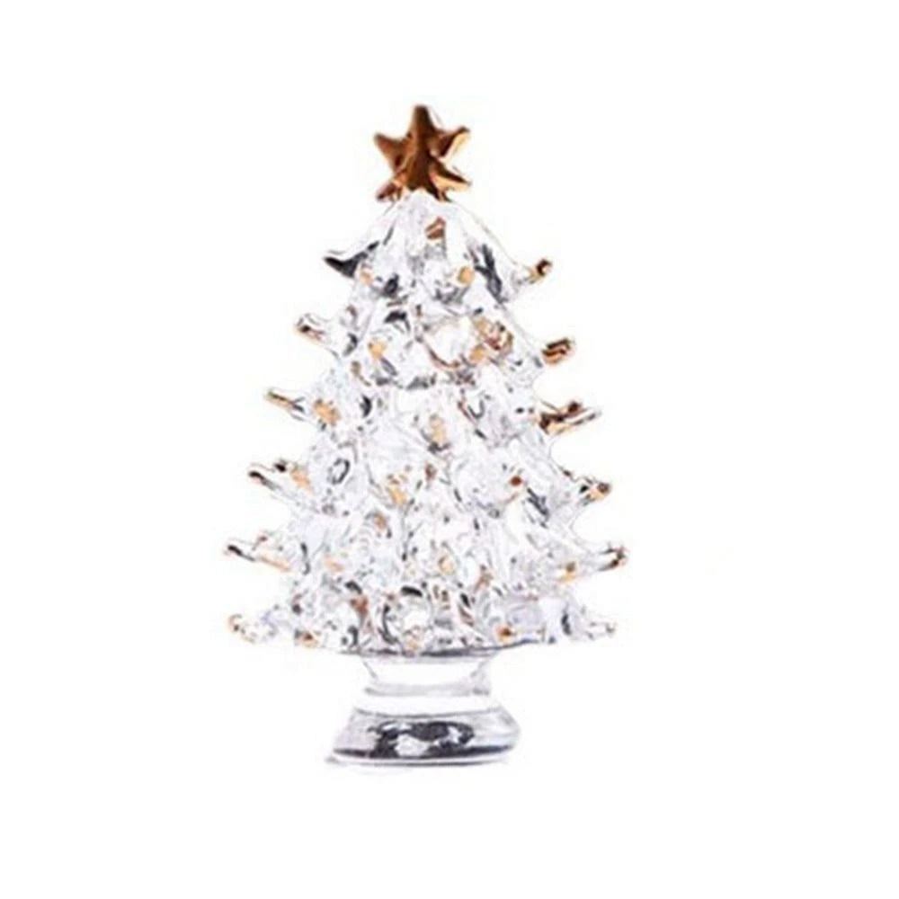 Elegant Crystal Tree Figurine with Display Cover 3D Glass Christmas Tree for Desk Decor & Gift