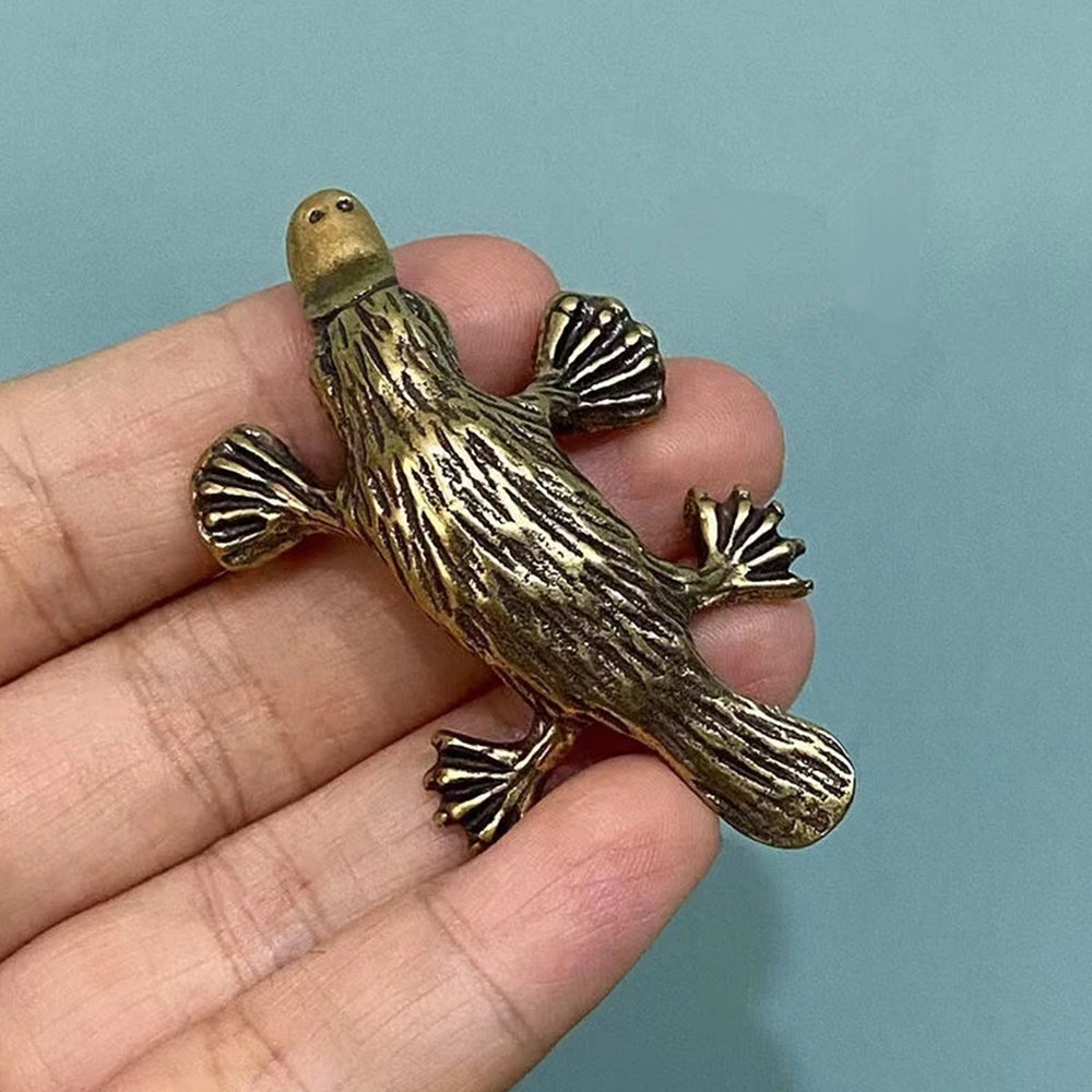 2x Brass Platypus Statue - Tea Pet Figurine Home Desktop Decor Ornaments